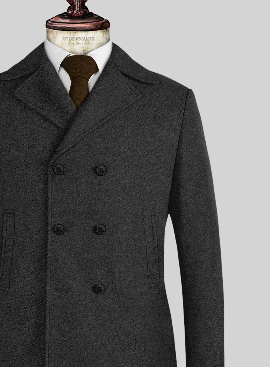 Naples Charcoal Tweed Pea Coat - Image 2