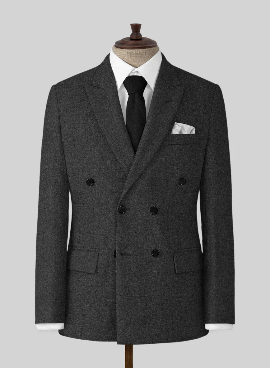 Naples Charcoal Tweed Double Breasted Suit - Image 2