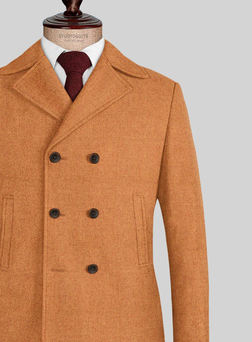 Naples Cocktail Orange Tweed Pea Coat - Image 2