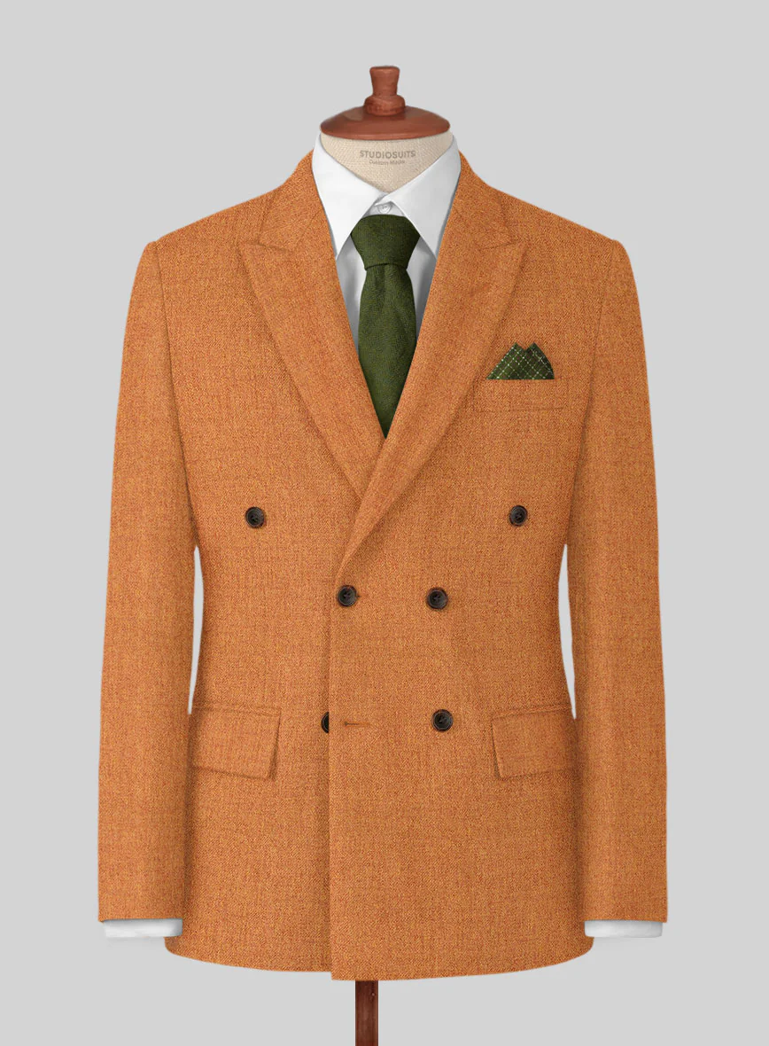 Naples Cocktail Orange Tweed Double Breasted Suit - Image 2