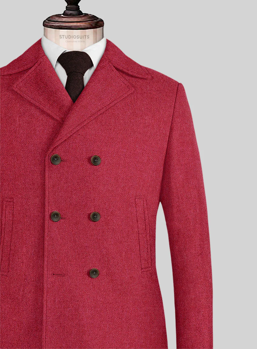 Naples Coral Pink Tweed Pea Coat - Image 2