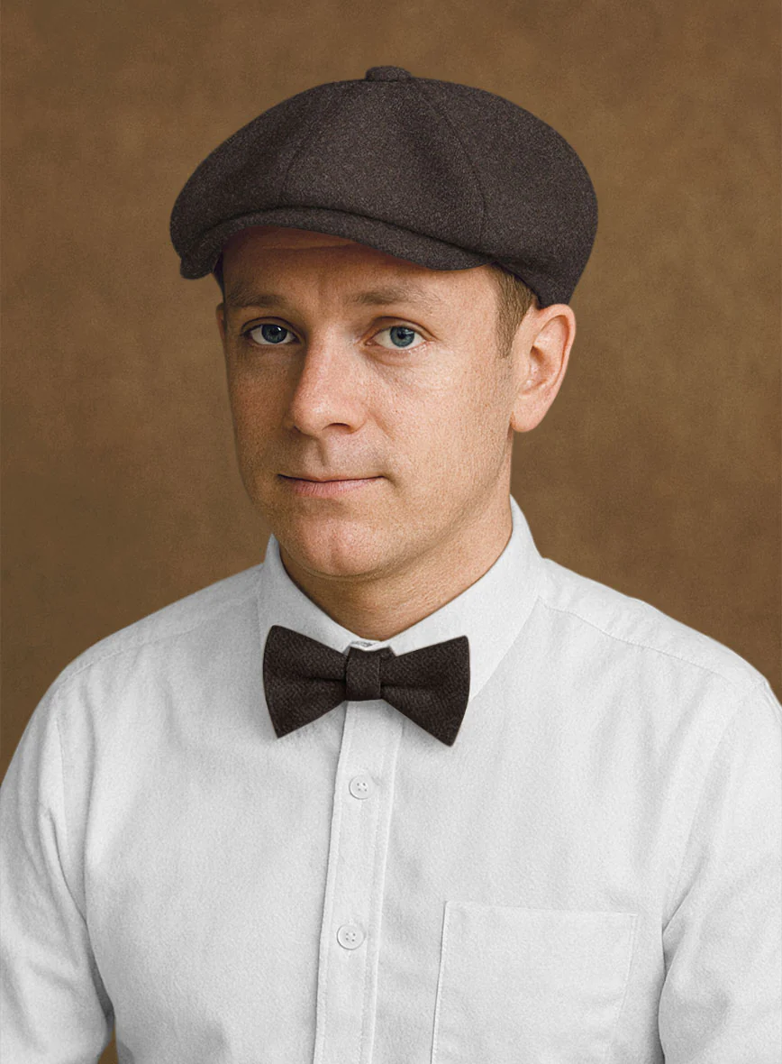 Naples Dark Brown Tweed Newsboy Cap - Image 2