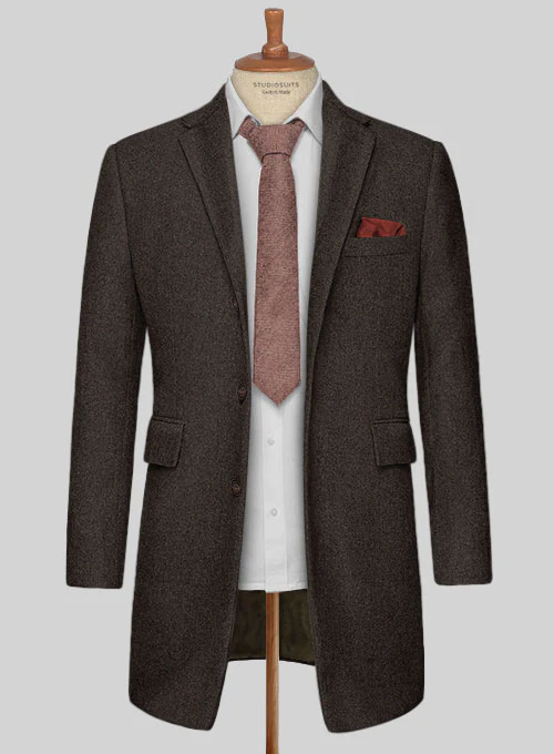 Naples Dark Brown Tweed Overcoat - Image 2