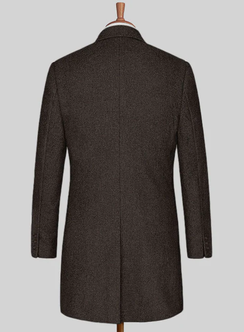 Naples Dark Brown Tweed Overcoat - Image 3