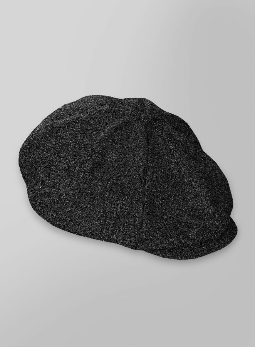 Naples Dark Charcoal Tweed Newsboy Cap - Image 3