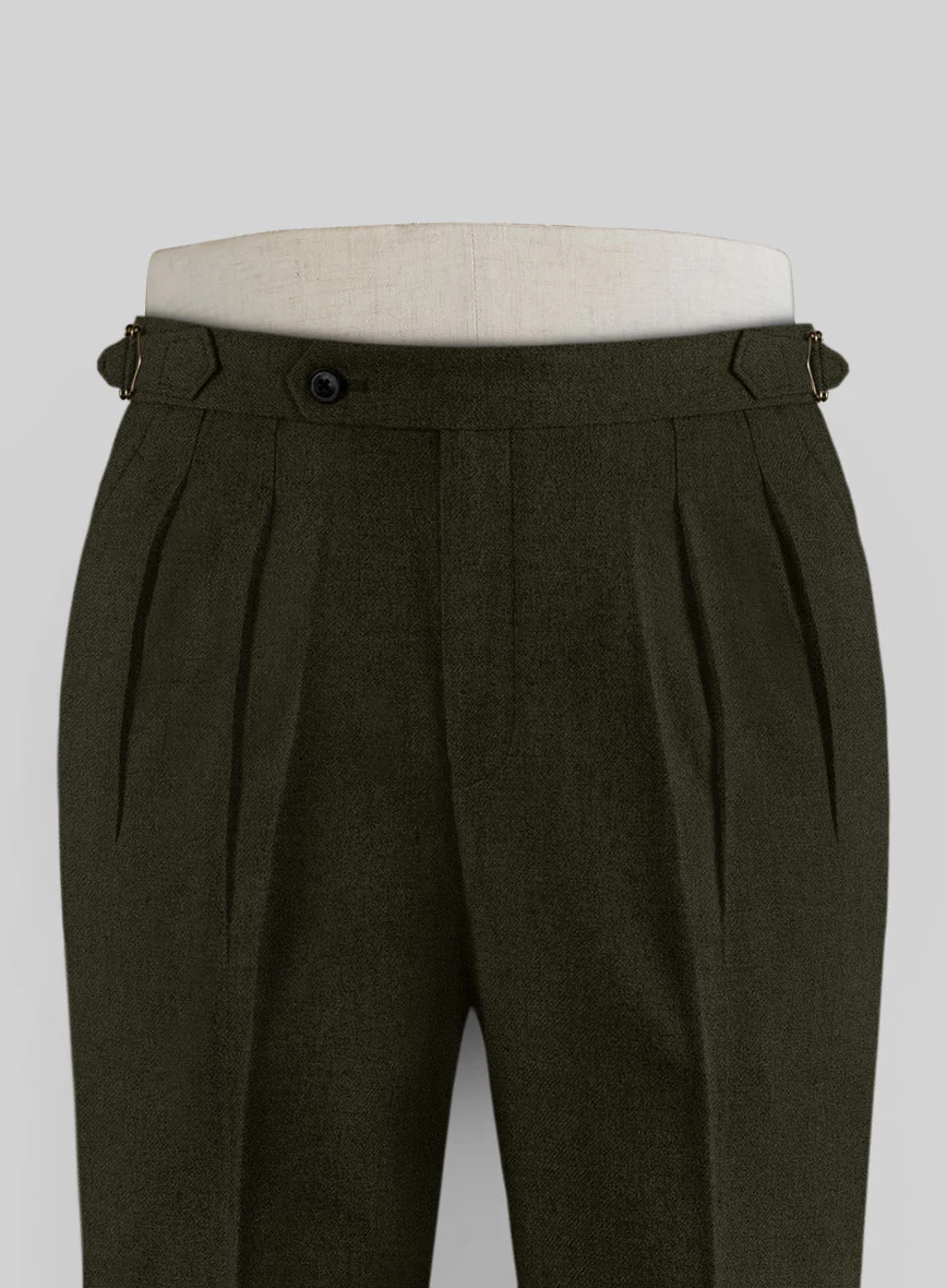 Naples Dark Green Highland Tweed Trousers - Image 2