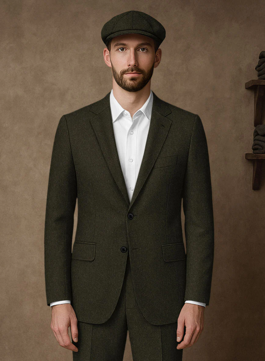 Naples Dark Green Tweed Suit - Image 4