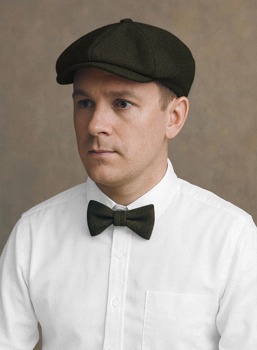 Naples Dark Green Tweed Newsboy Cap - Image 2