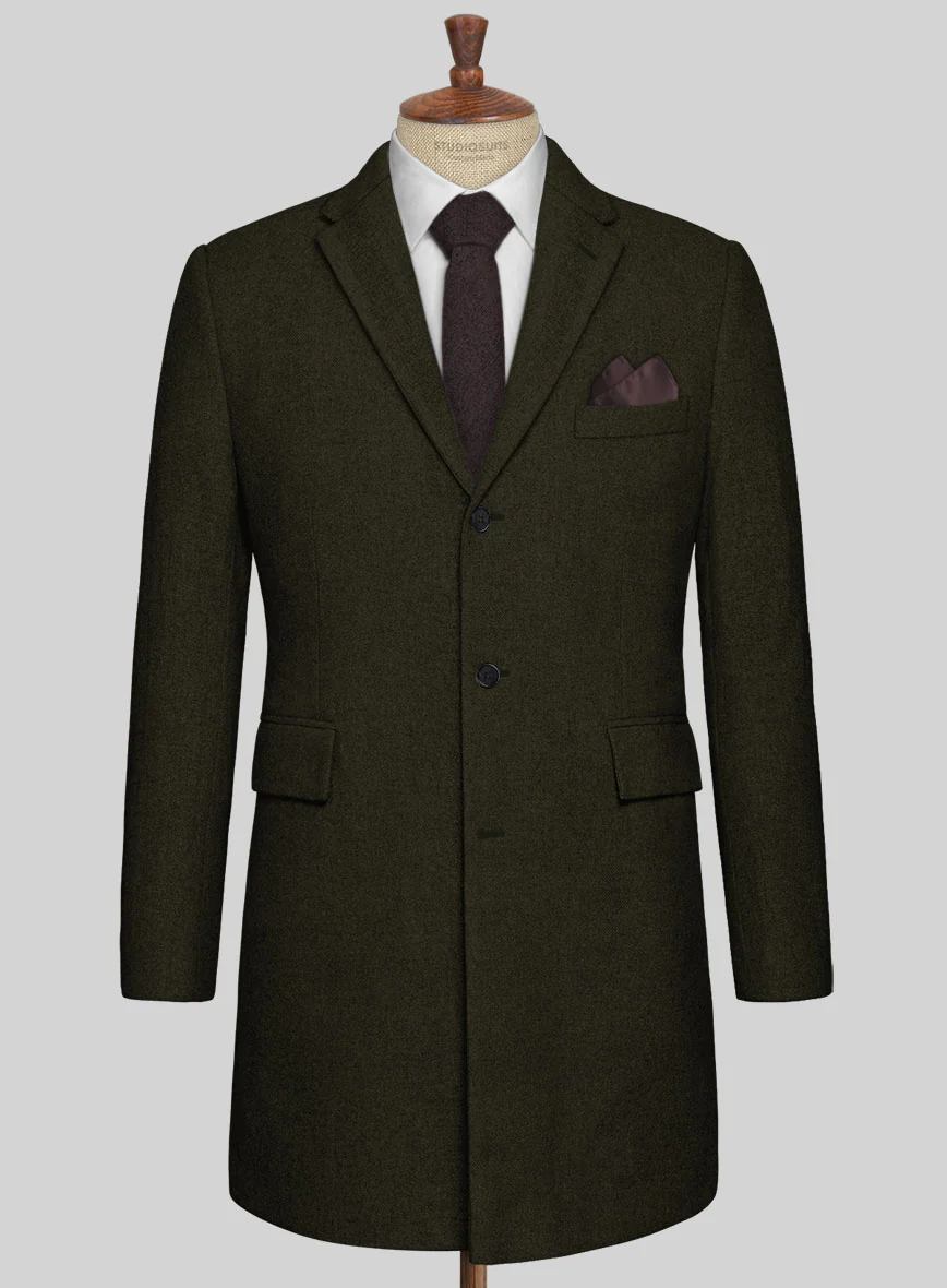 Naples Dark Green Tweed Overcoat - Image 2