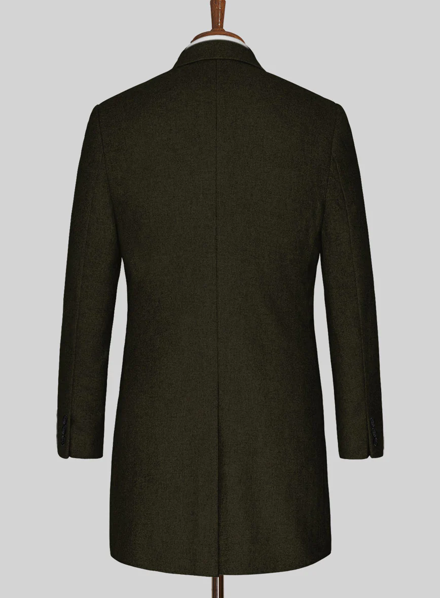 Naples Dark Green Tweed Overcoat - Image 3