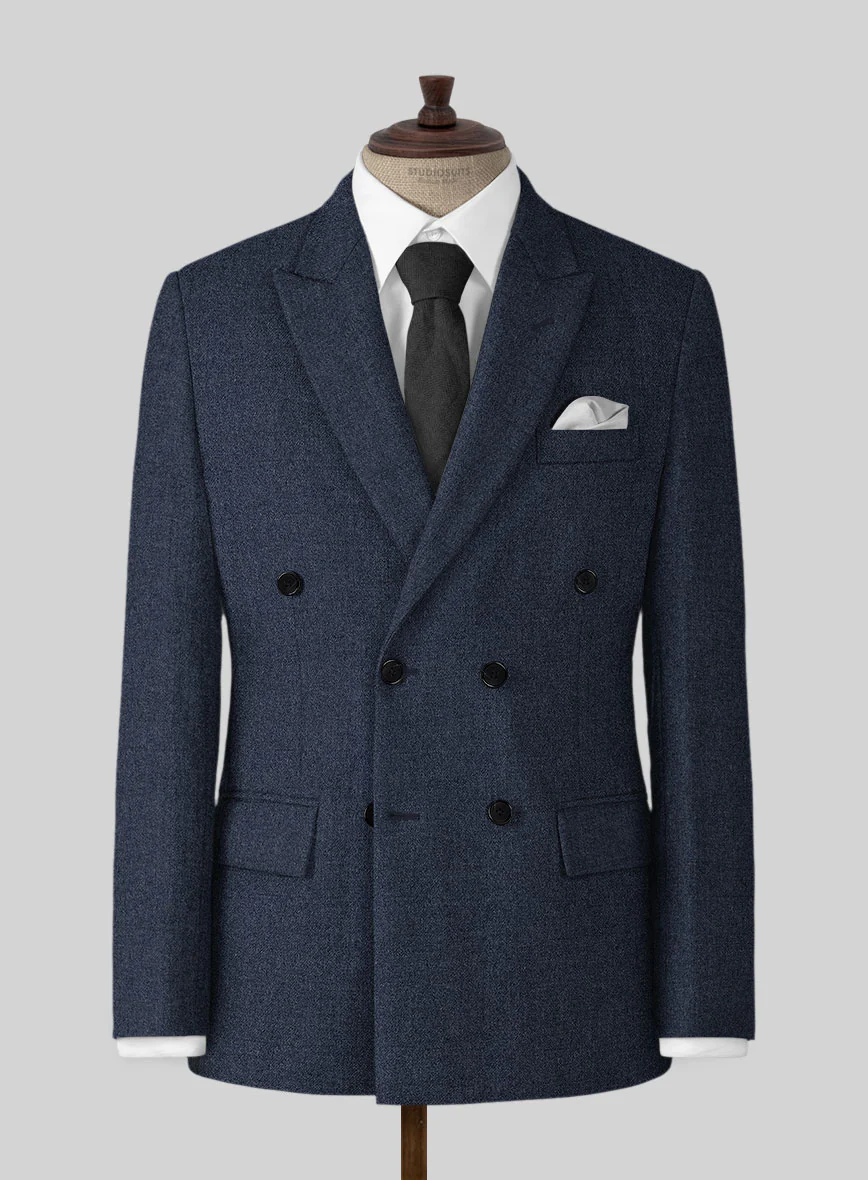 Naples Dark Indigo Tweed Double Breasted Jacket