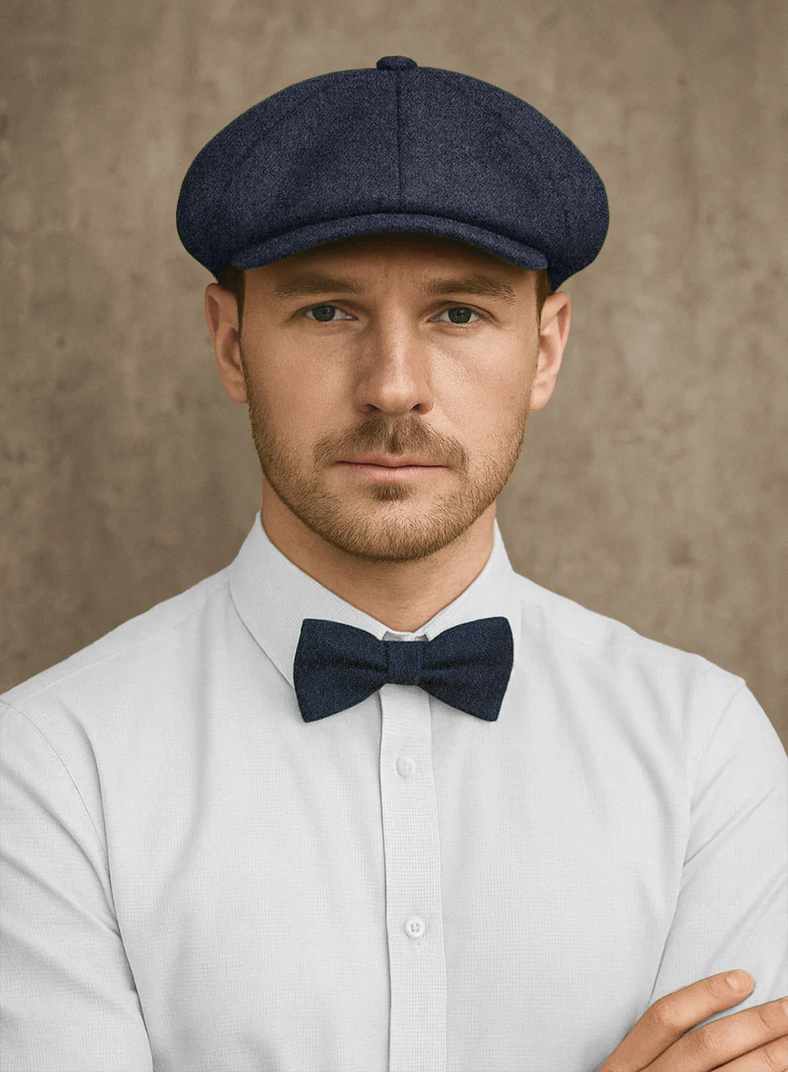 Naples Dark Indigo Tweed Newsboy Cap - Image 2