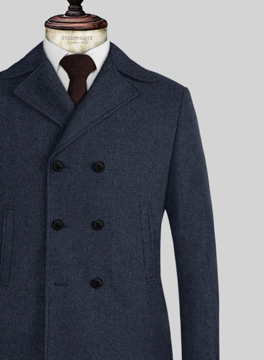 Naples Dark Indigo Tweed Pea Coat - Image 2
