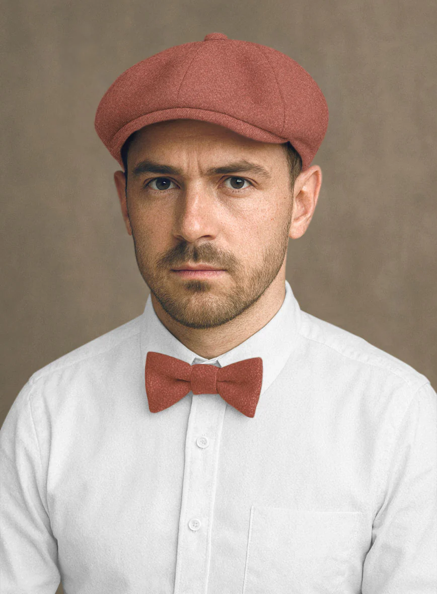 Naples Dark Salmon Pink Tweed Newsboy Cap - Image 2