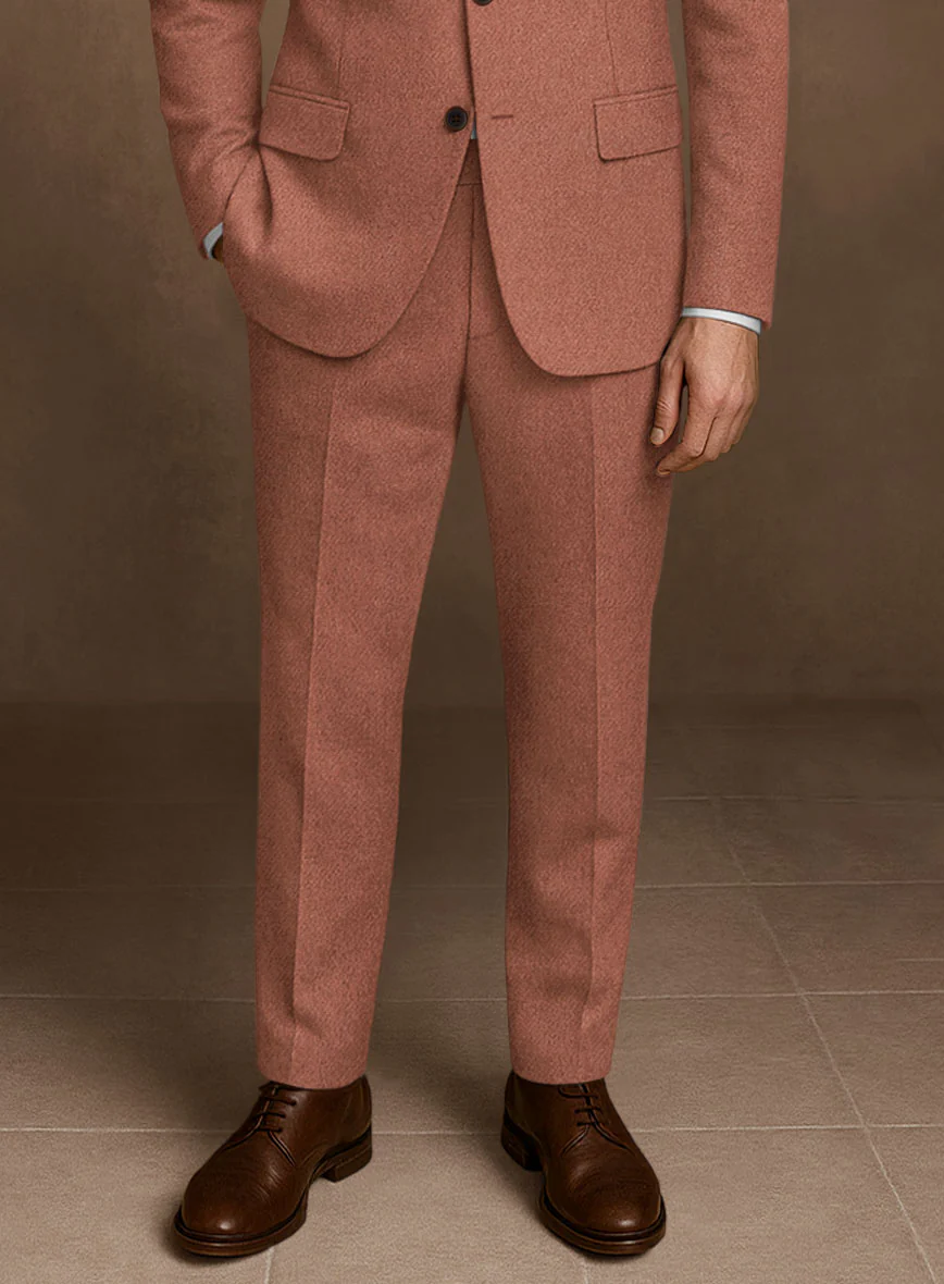 Naples Dark Salmon Pink Tweed Pants - Image 2