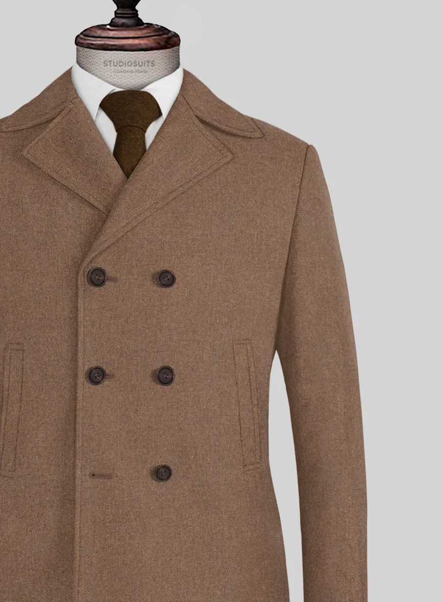 Naples Dolce Brown Tweed Pea Coat - Image 2