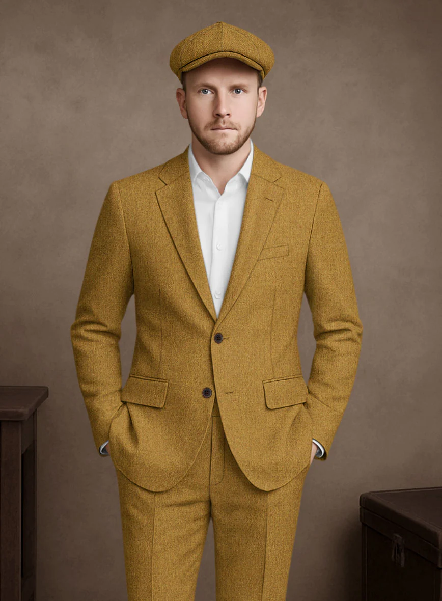 Naples English Mustard Tweed Suit - Image 4