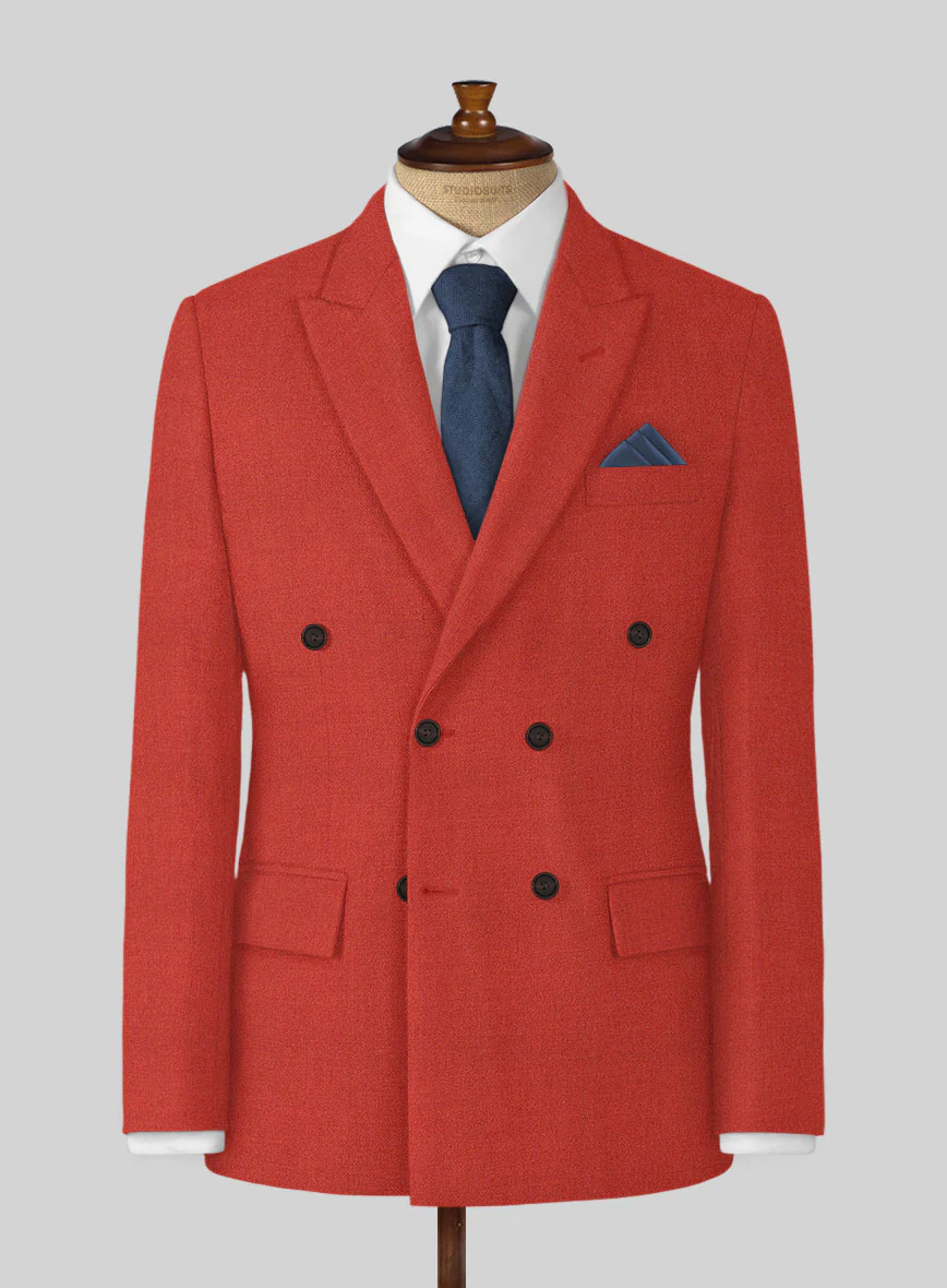 Naples Fiery Orange Tweed Double Breasted Suit - Image 2