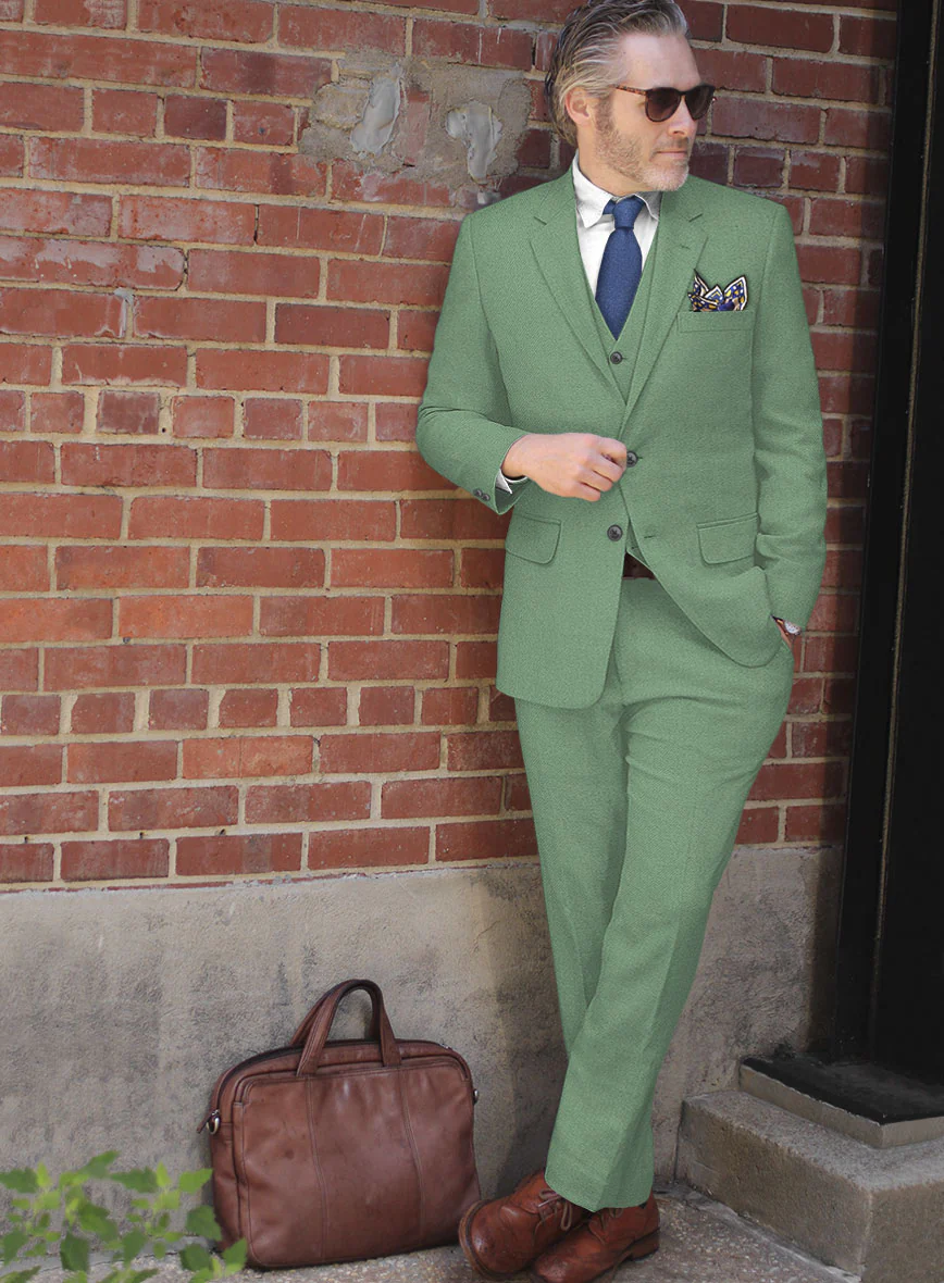 Naples Gabbana Green Tweed Suit - Image 2