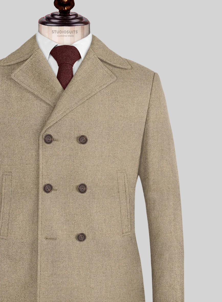 Naples Gondola Beige Tweed Pea Coat - Image 2