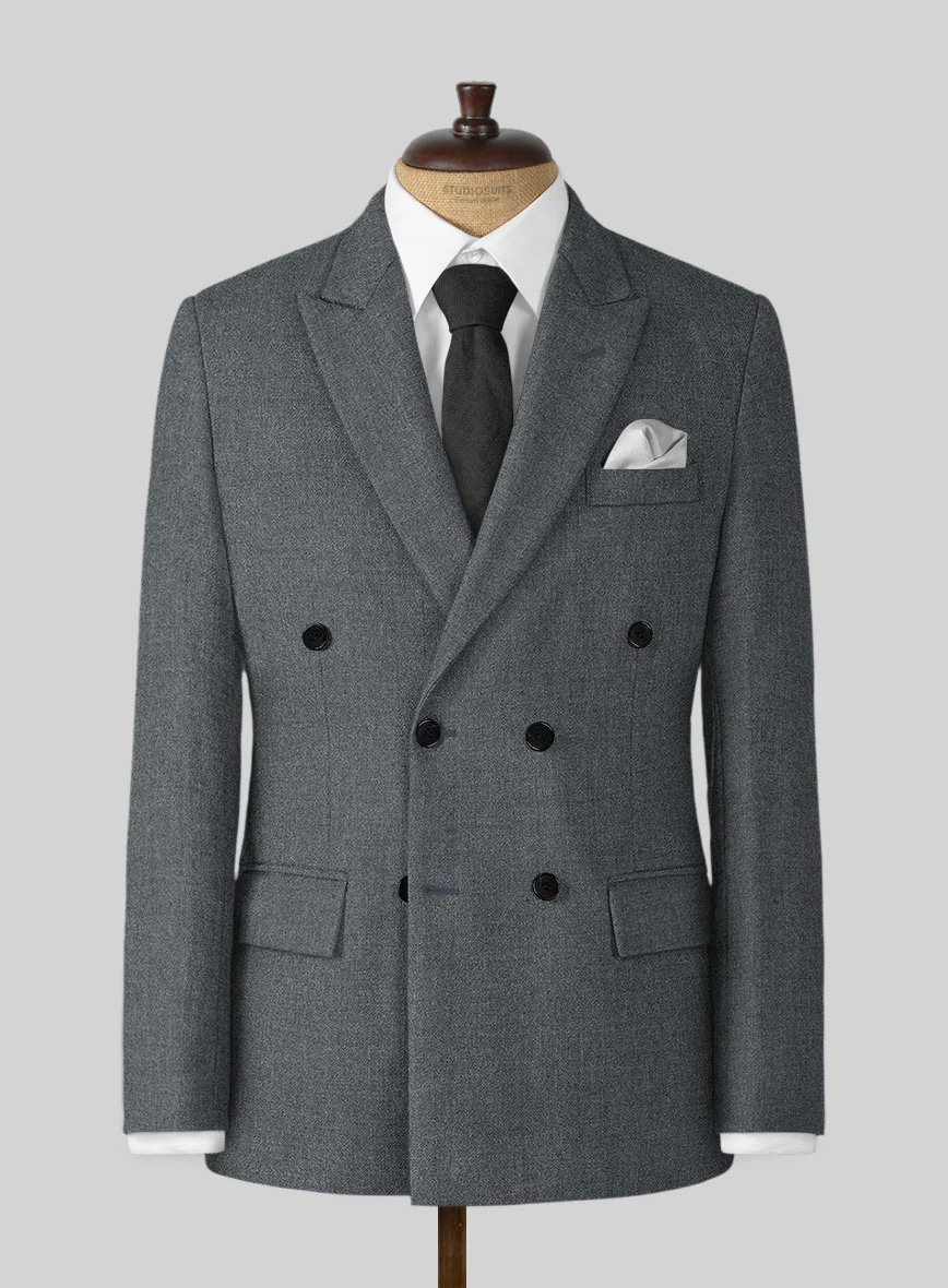 Naples Gray Tweed Double Breasted Suit - Image 2