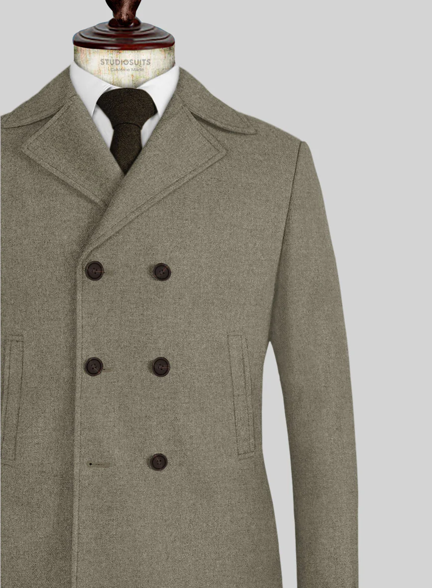 Naples Greige Tweed Pea Coat - Image 2