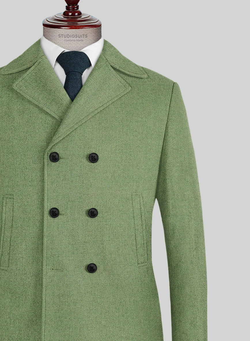 Naples Honeydew Green Tweed Pea Coat - Image 2