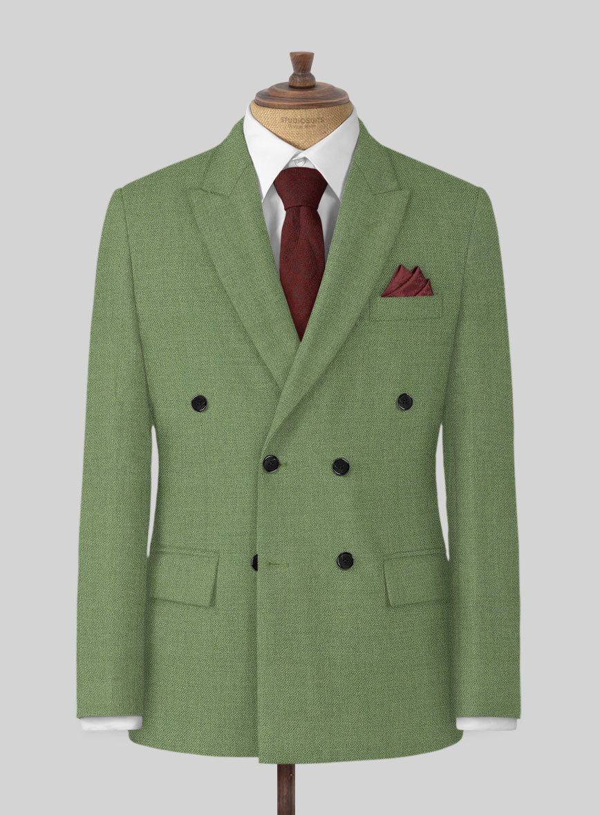 Naples Honeydew Green Tweed Double Breasted Suit - Image 2