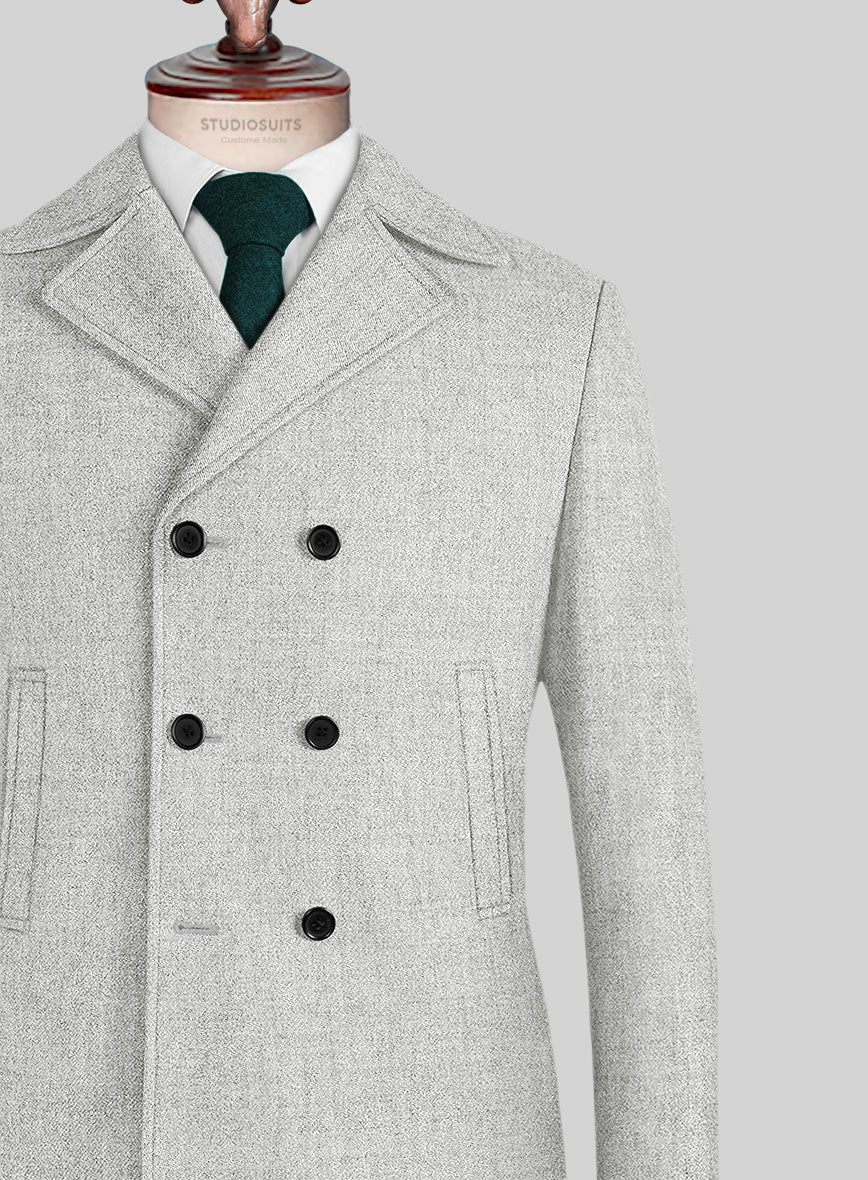 Naples Ice Gray Tweed Pea Coat - Image 2