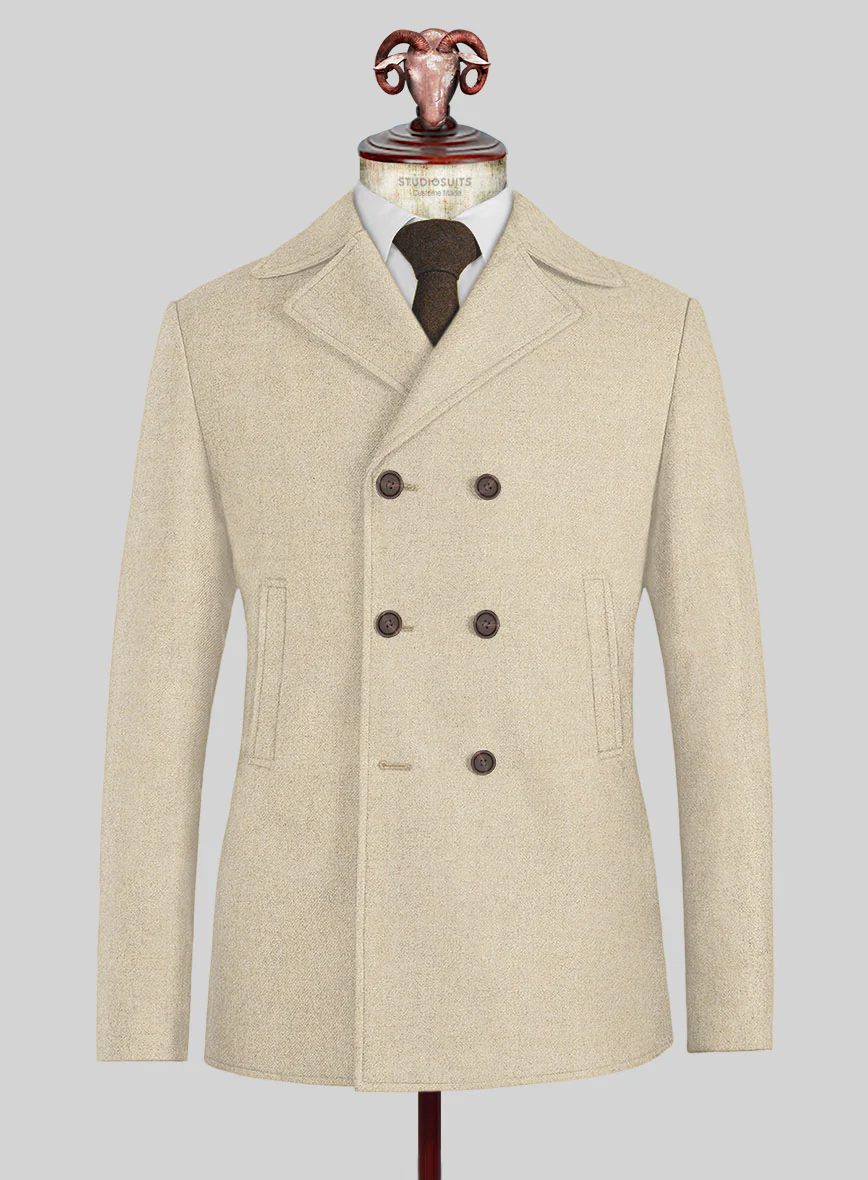 Naples Latte Tweed Pea Coat