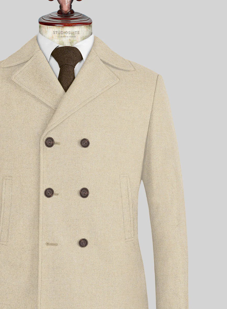 Naples Latte Tweed Pea Coat - Image 2