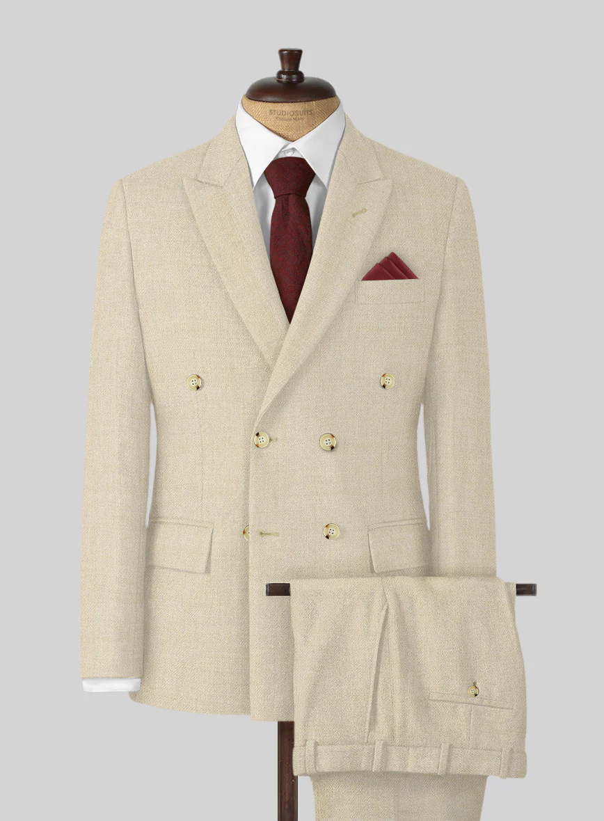 Naples Latte Tweed Double Breasted Suit