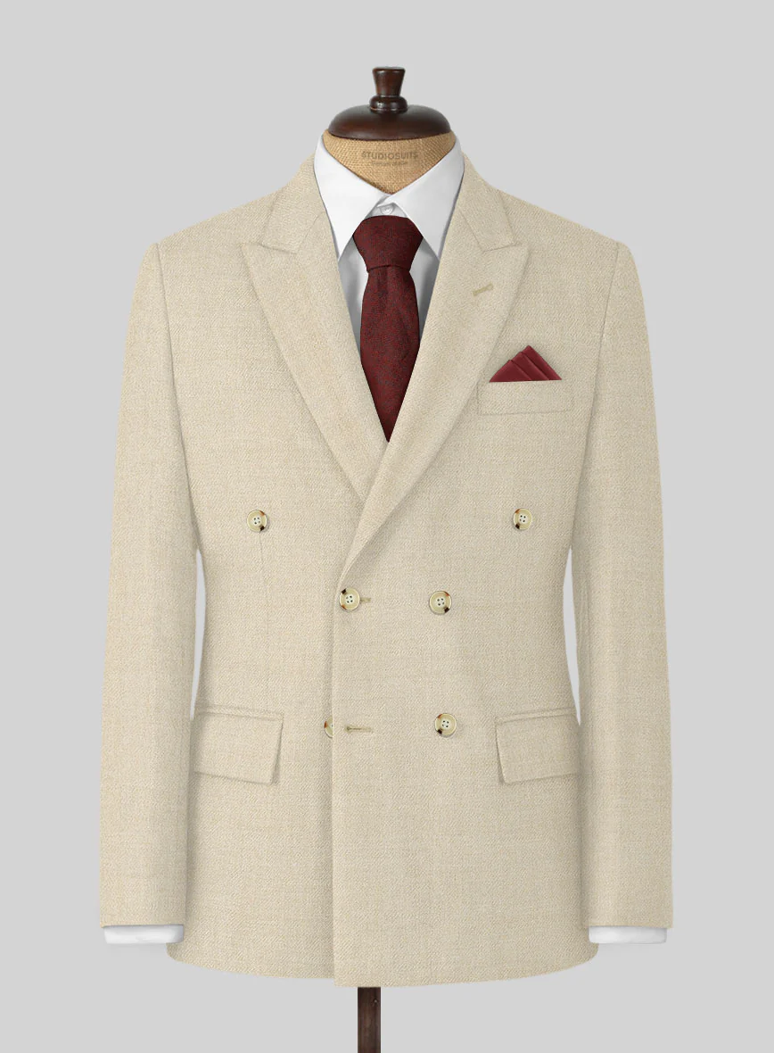 Naples Latte Tweed Double Breasted Suit - Image 2