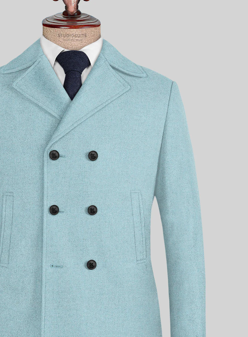 Naples Light Blue Tweed Pea Coat - Image 2