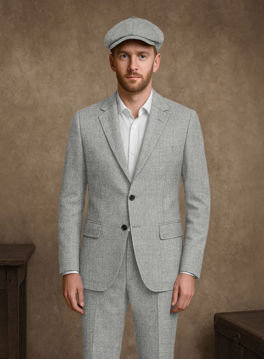 Naples Light Gray Tweed Suit - Image 4