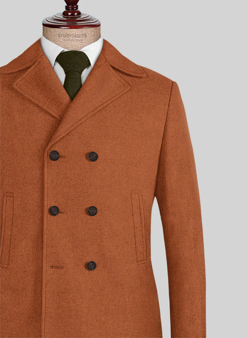 Naples Maitai Orange Tweed Pea Coat - Image 2