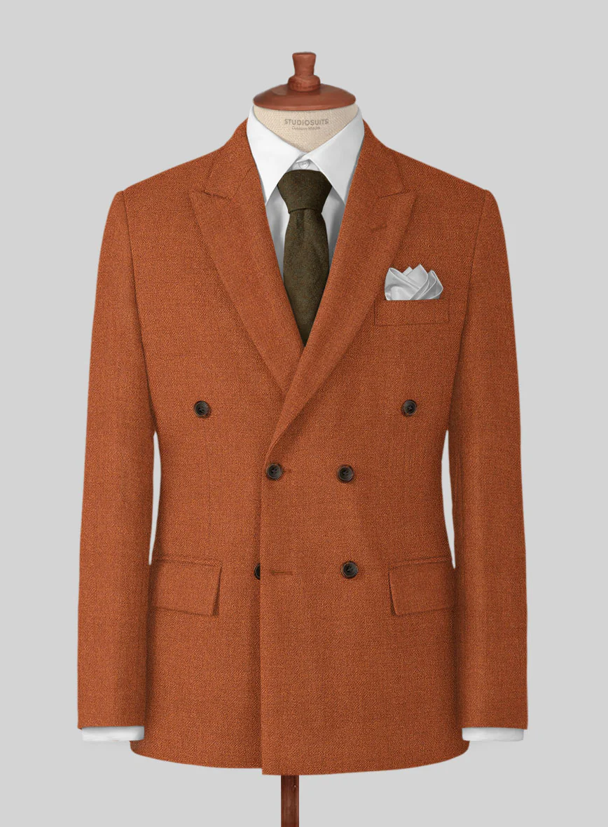 Naples Maitai Orange Tweed Double Breasted Suit - Image 2
