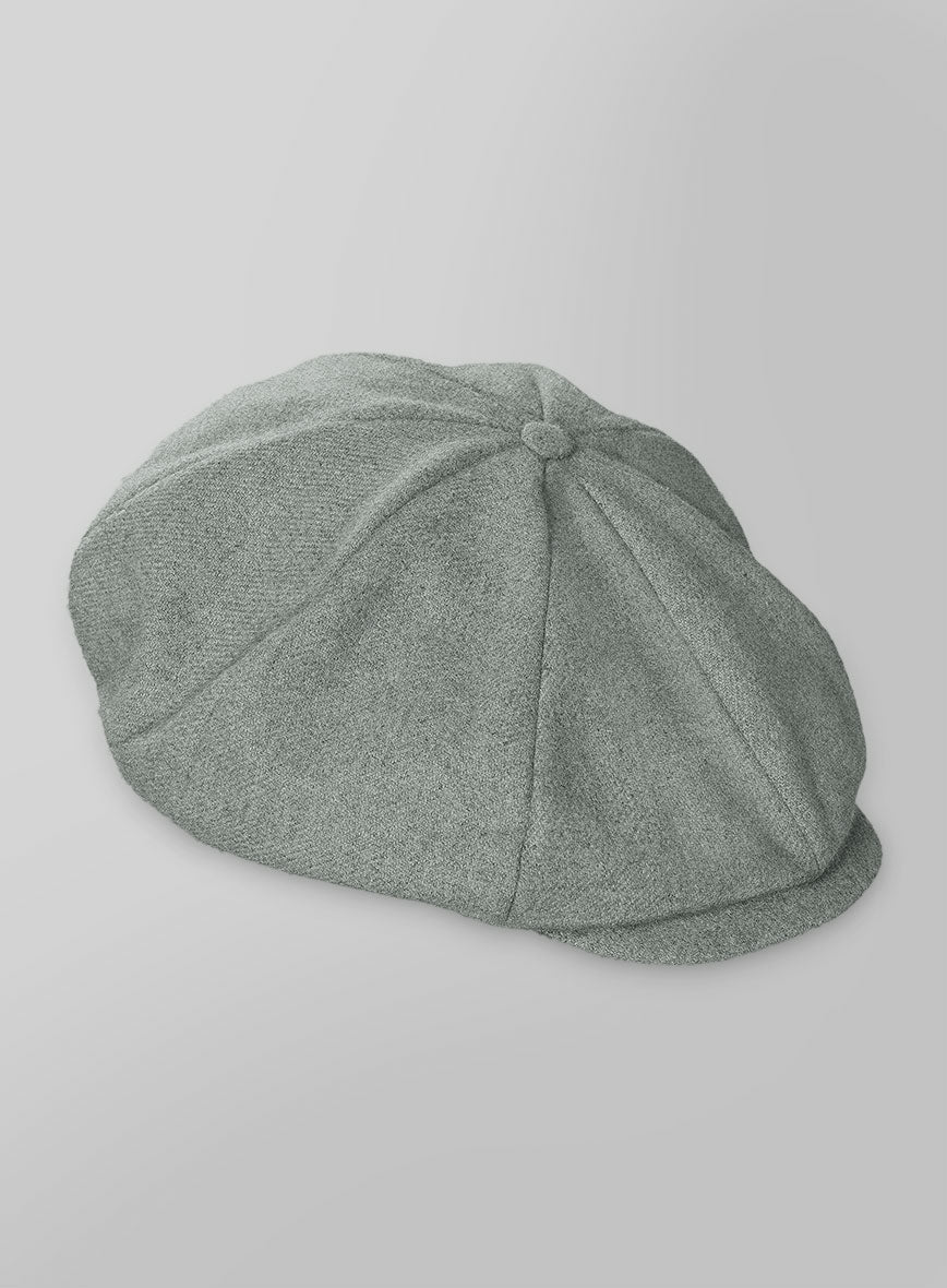 Naples Milano Sage Green Tweed Newsboy Cap - Image 3