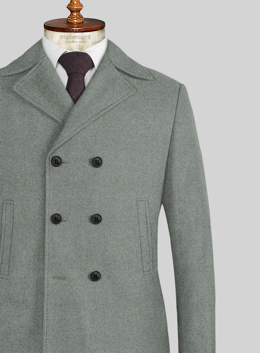 Naples Milano Sage Green Tweed Pea Coat - Image 2