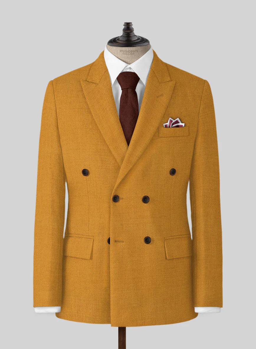 Naples Mimosa Yellow Tweed Double Breasted Suit - Image 2