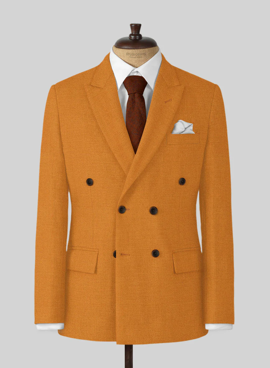 Naples Mustard Tweed Double Breasted Suit - Image 2