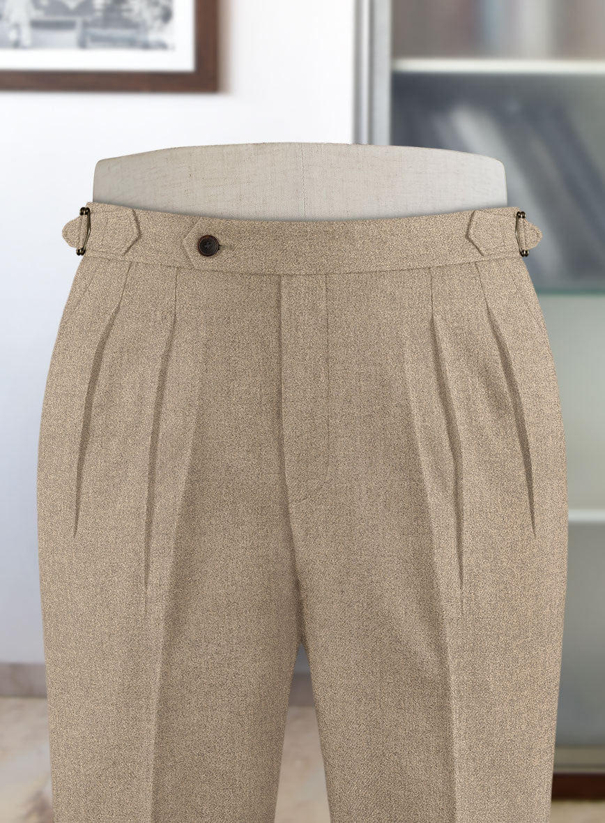 Naples Muted Beige Highland Tweed Trousers - Image 2