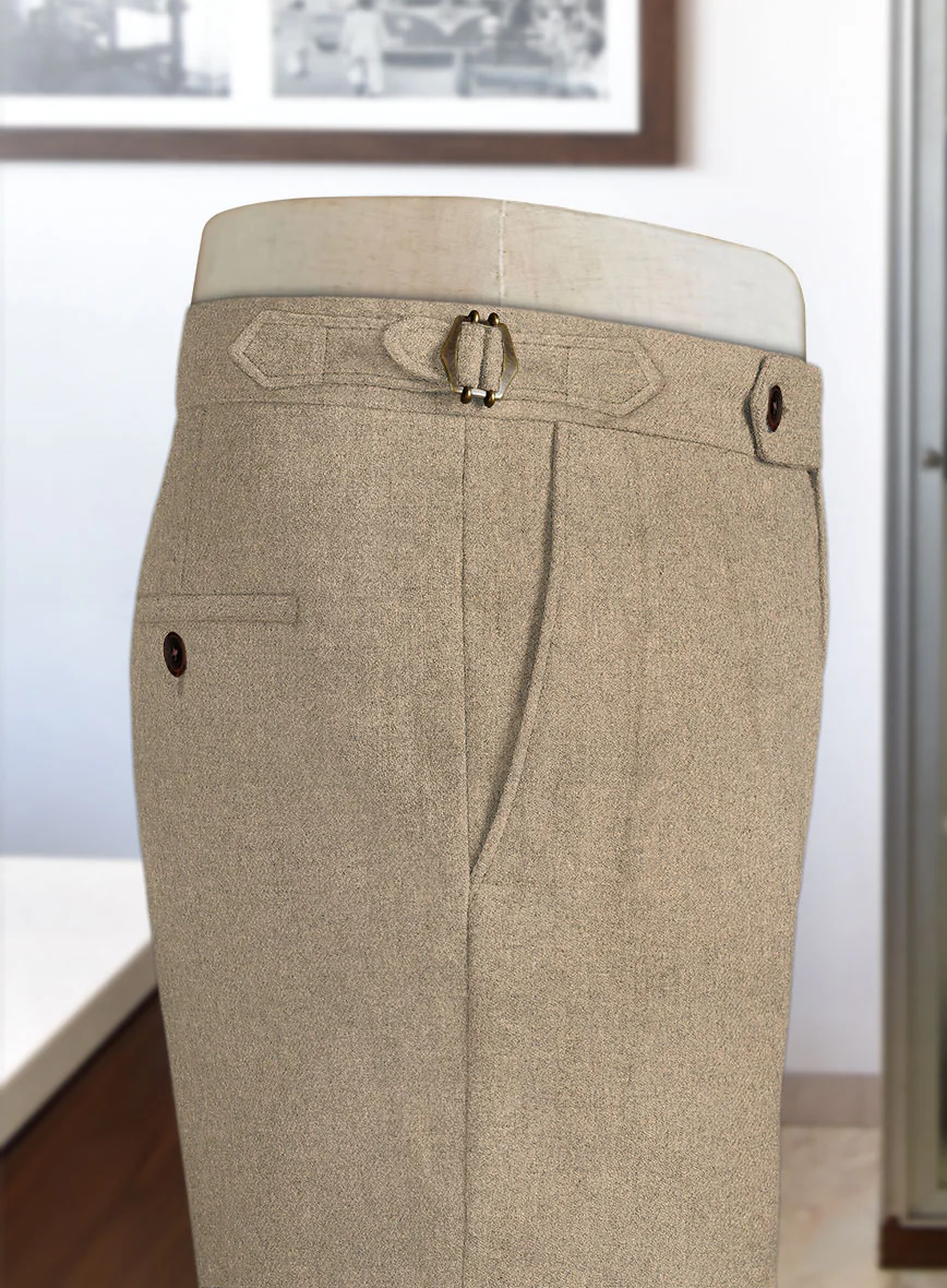 Naples Muted Beige Highland Tweed Trousers - Image 3
