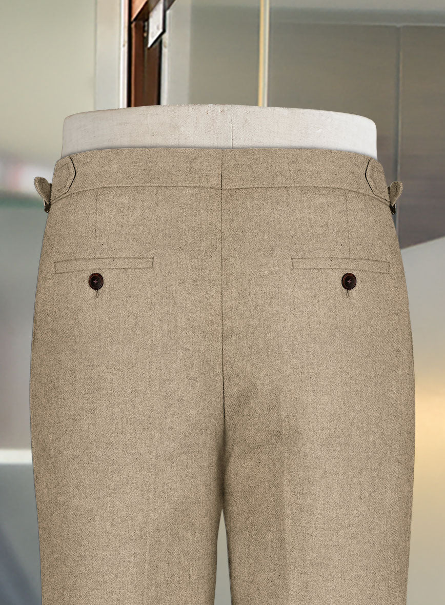 Naples Muted Beige Highland Tweed Trousers - Image 4