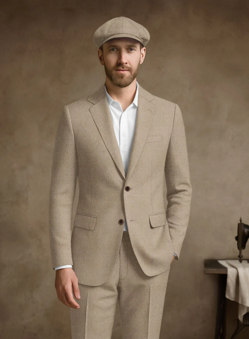 Naples Muted Beige Tweed Suit - Image 3
