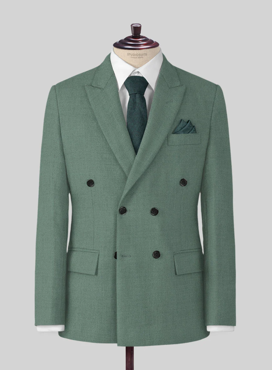 Naples Muted Green Tweed Double Breasted Suit - Image 2