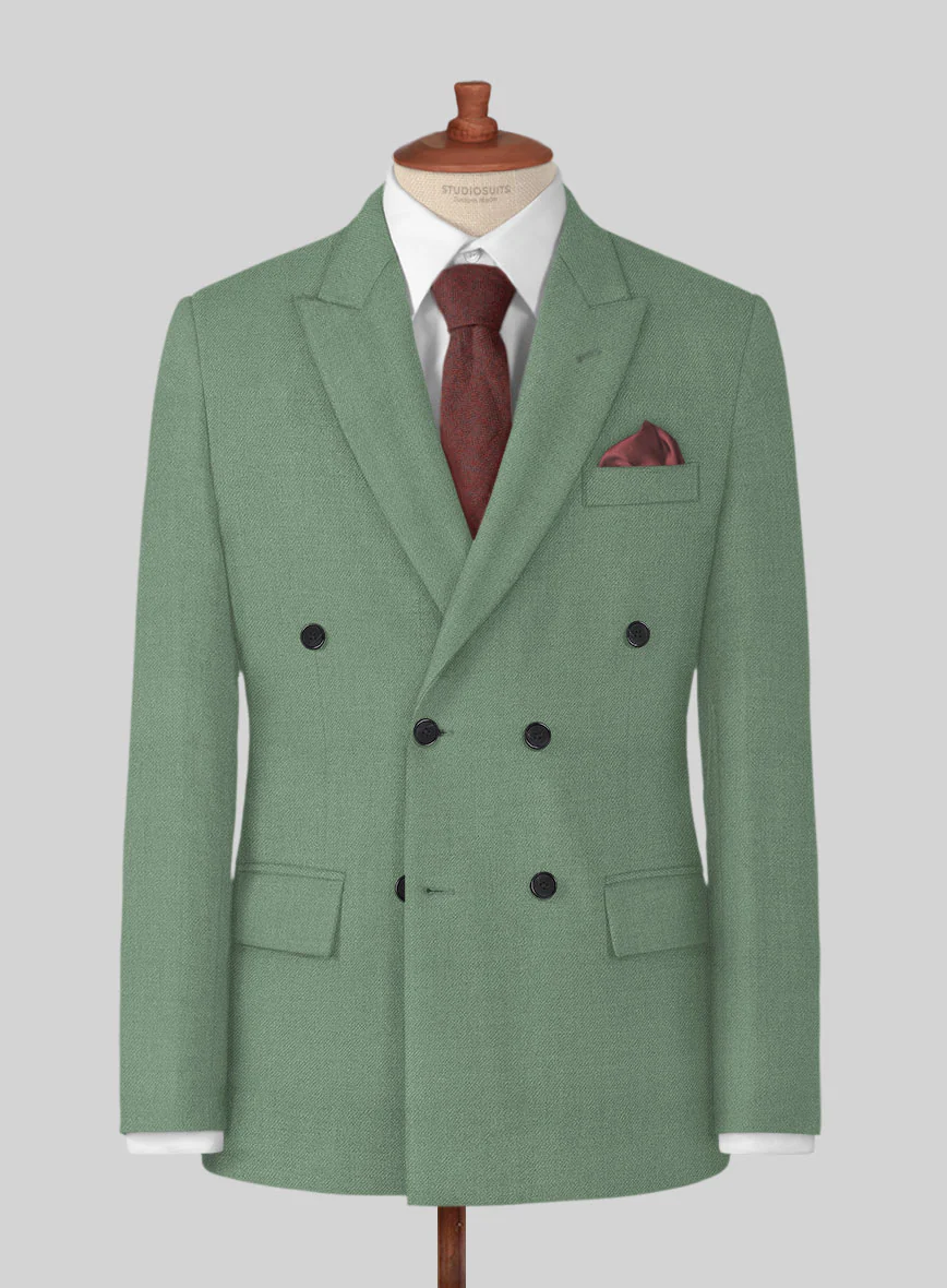 Naples Notte Green Tweed Double Breasted Suit - Image 2