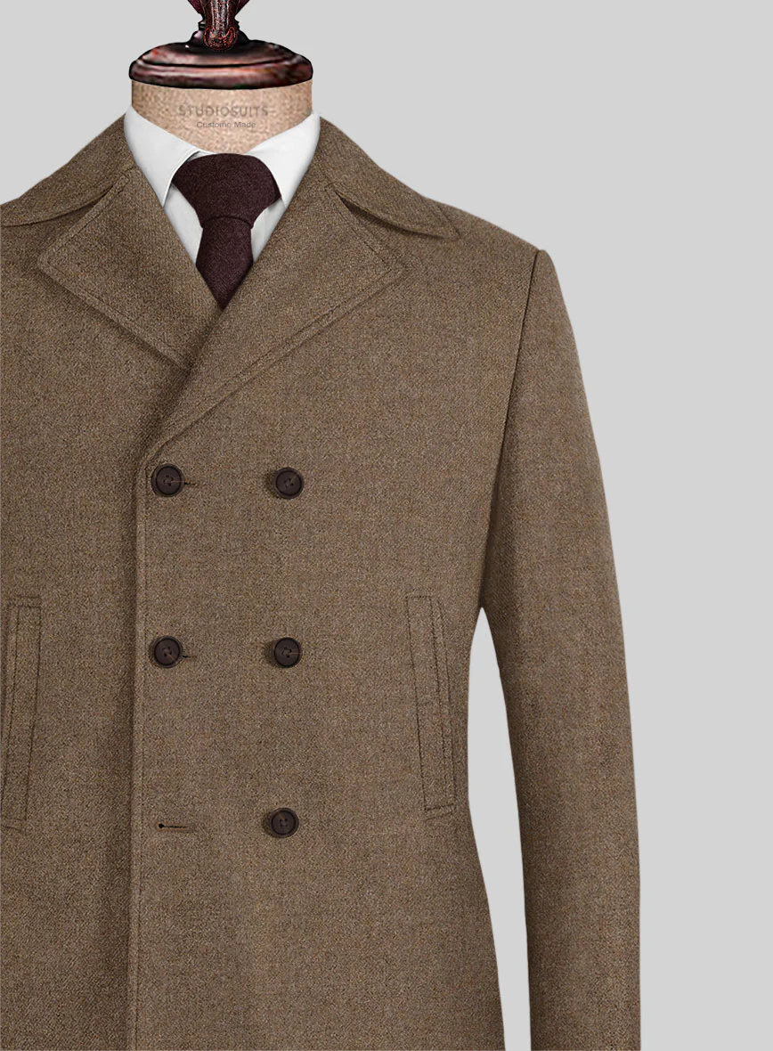 Naples Oak Wood Tweed Pea Coat - Image 2