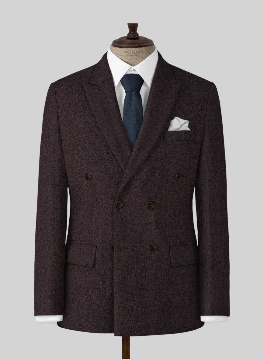 Naples Opera Wine Tweed Double Breasted Suit - Image 2