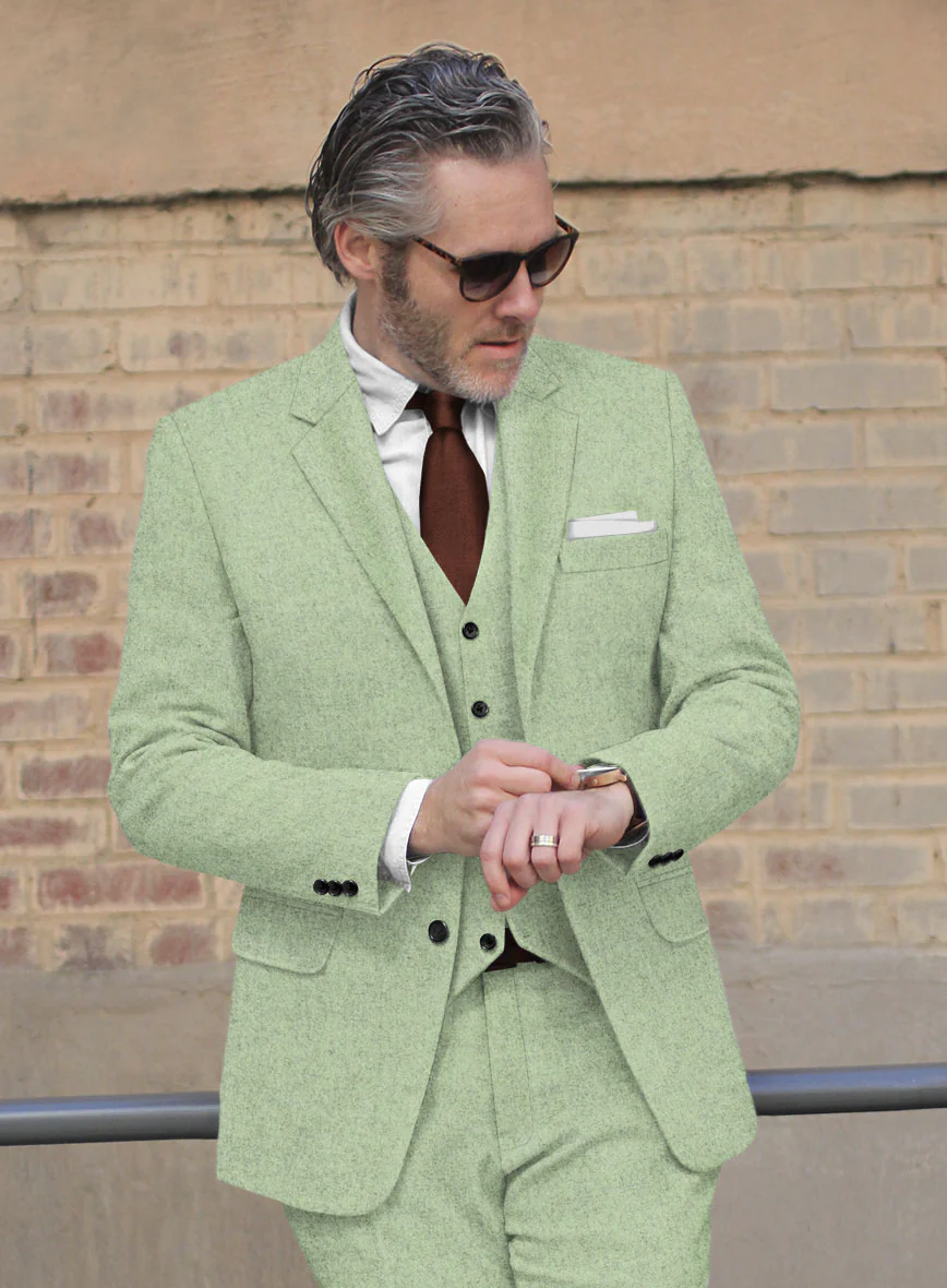 Naples Pista Green Tweed Suit - Image 4